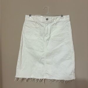Madewell Women's 27 White Denim A-Line Skirt Frayed Hem Pockets Casual